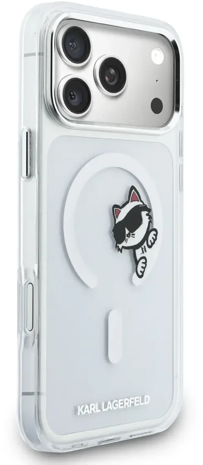 Karl Lagerfeld IML Choupette Peekaboo MagSafe dėklas skirtas Apple iPhone Apple iPhone 17 Pro Max skaidrus