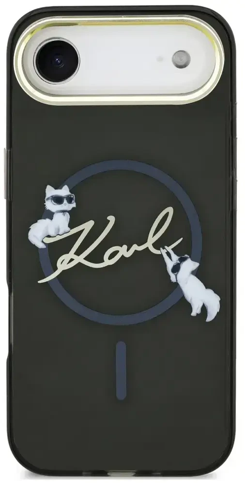 Dėklas Karl Lagerfeld IML Choupettes Karl Script Logo MagSafe iPhone Air Case - Juodas