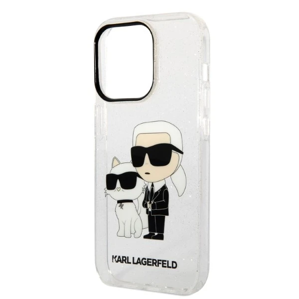 Apple iPhone 14 Pro Karl Lagerfeld dėklas IML GLIT NFT Karl&Choupette (KLHCP14LHNKCTGT) skaidrus