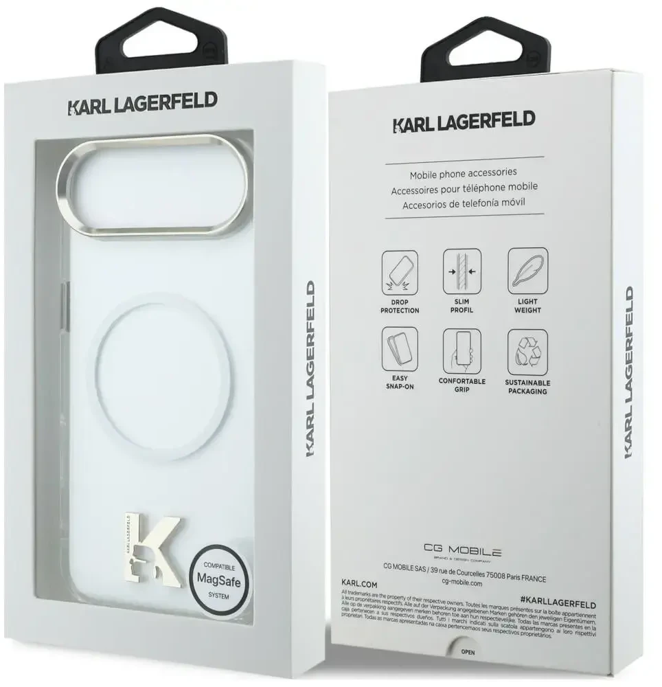 Karl Lagerfeld IML K galvos logotipo „MagSafe“ dėklas, skirtas „iPhone Air“ – skaidrus