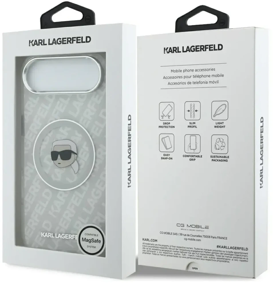 Karl Lagerfeld IML Karl Head Logo MagSafe iPhone Air dėklas – pilkas
