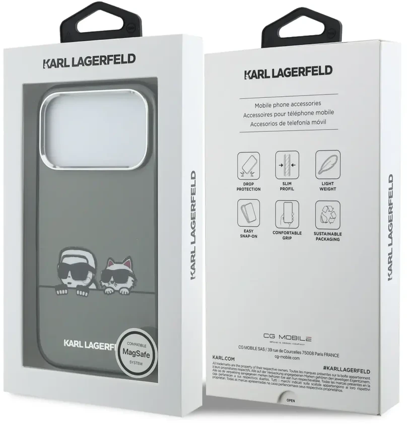 Karl Lagerfeld IML K&CH Heads Logo MagSafe dėklas skirtas iPhone 17 Pro Max juodos spalvos