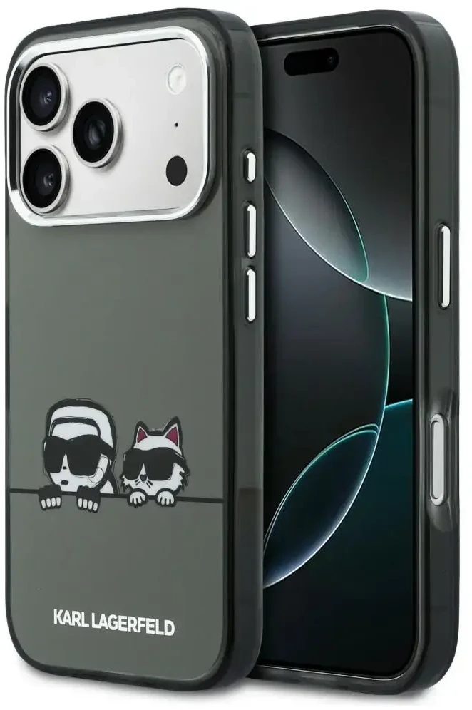Karl Lagerfeld IML K&CH Heads Logo MagSafe dėklas skirtas iPhone 17 Pro Max juodos spalvos