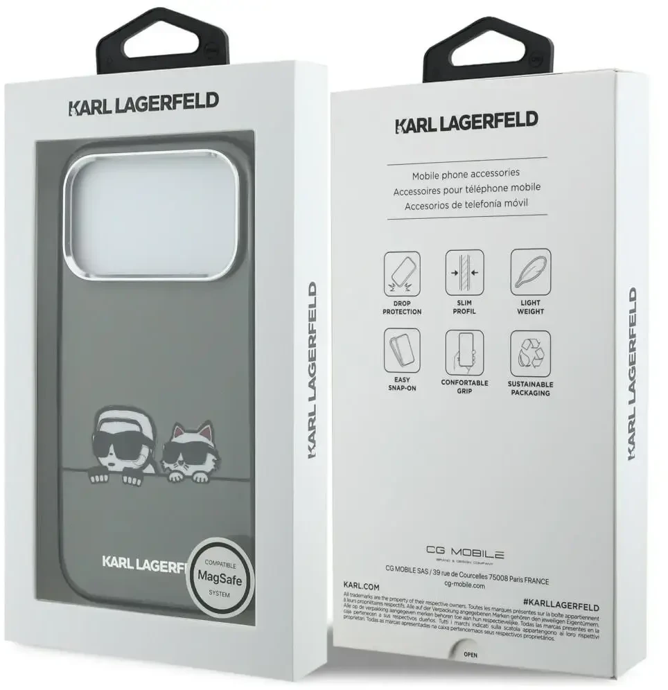 Karl Lagerfeld IML K&CH Heads Logo MagSafe dėklas skirtas iPhone 17 Pro Max juodos spalvos