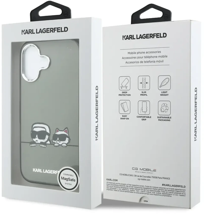 Karl Lagerfeld IML K&CH Heads Logo MagSafe dėklas skirtas iPhone 17 juodos spalvos