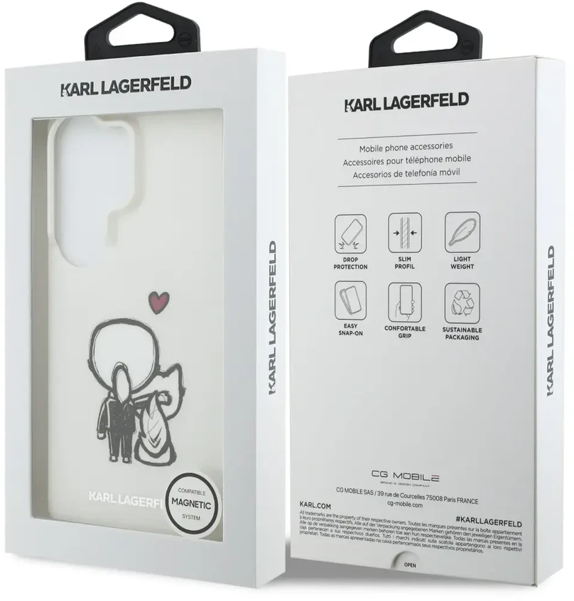 Karl Lagerfeld IML K&CH magnetinis dėklas su logotipu, skirtas iPhone Samsung Galaxy S26 Ultra, permatomas