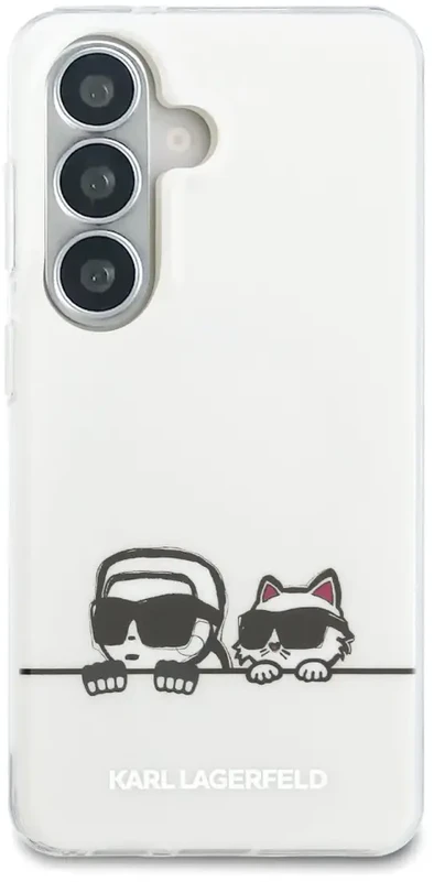 Karl Lagerfeld IML K&CH Peekaboo logotipo magnetinis dėklas, skirtas iPhone Samsung Galaxy S26+, baltas