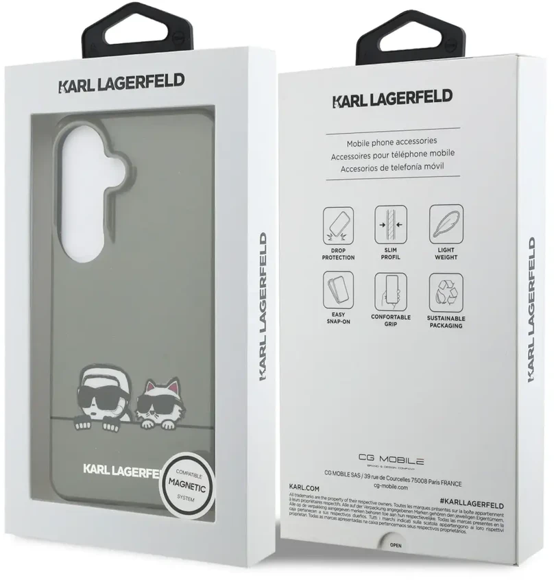 Karl Lagerfeld IML K&CH „Peekaboo“ logotipo magnetinis dėklas, skirtas „iPhone“, „Samsung Galaxy S26“, juodas