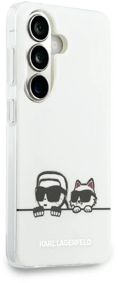 Karl Lagerfeld IML K&CH Peekaboo logotipo magnetinis dėklas, skirtas iPhone Samsung Galaxy S26+, baltas
