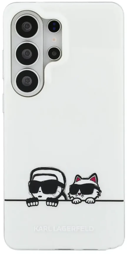 Karl Lagerfeld IML K&CH „Peekaboo“ logotipo magnetinis dėklas, skirtas „iPhone“ „Samsung Galaxy S26 Ultra“, baltas