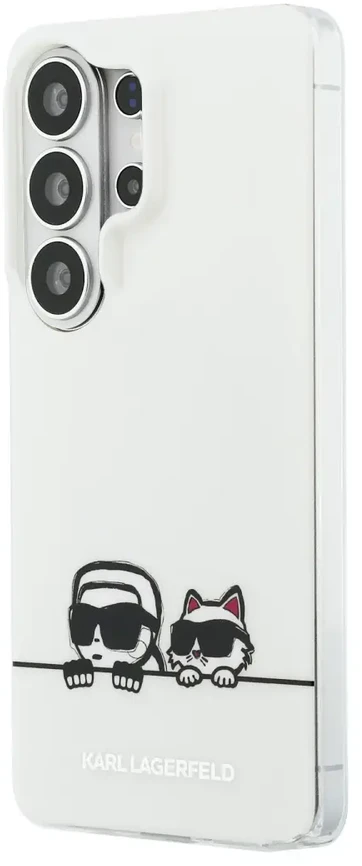Karl Lagerfeld IML K&CH „Peekaboo“ logotipo magnetinis dėklas, skirtas „iPhone“ „Samsung Galaxy S26 Ultra“, baltas