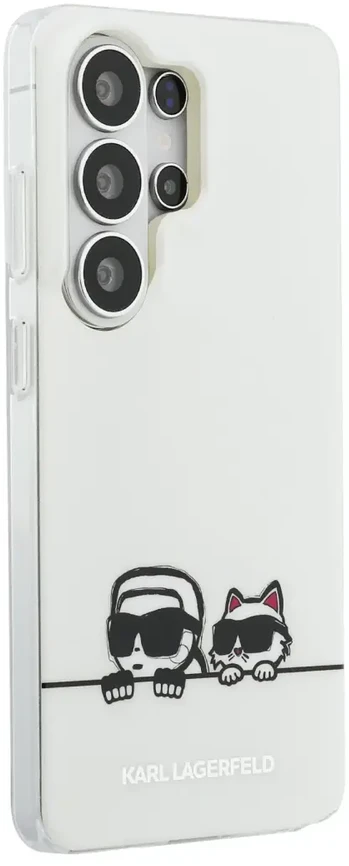 Karl Lagerfeld IML K&CH „Peekaboo“ logotipo magnetinis dėklas, skirtas „iPhone“ „Samsung Galaxy S26 Ultra“, baltas