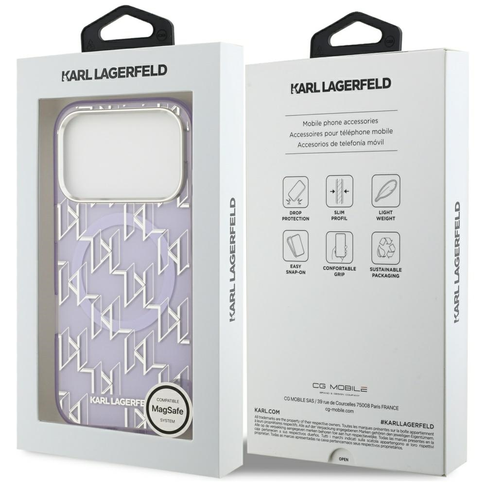 Karl Lagerfeld IML KL Monogram MagSafe dėklas skirtas Apple iPhone 17 Pro Max Violetinė