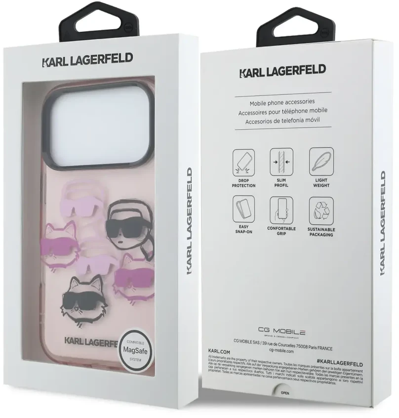 Karl Lagerfeld IML Multi K&CH dėklas telefonui iPhone 17 Pro rožinis