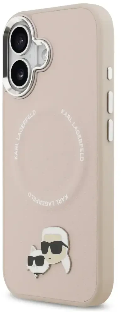 Karl Lagerfeld Karl & Choupette Pins MagSafe dėklas skirtas Apple iPhone 17 rožinės spalvos
