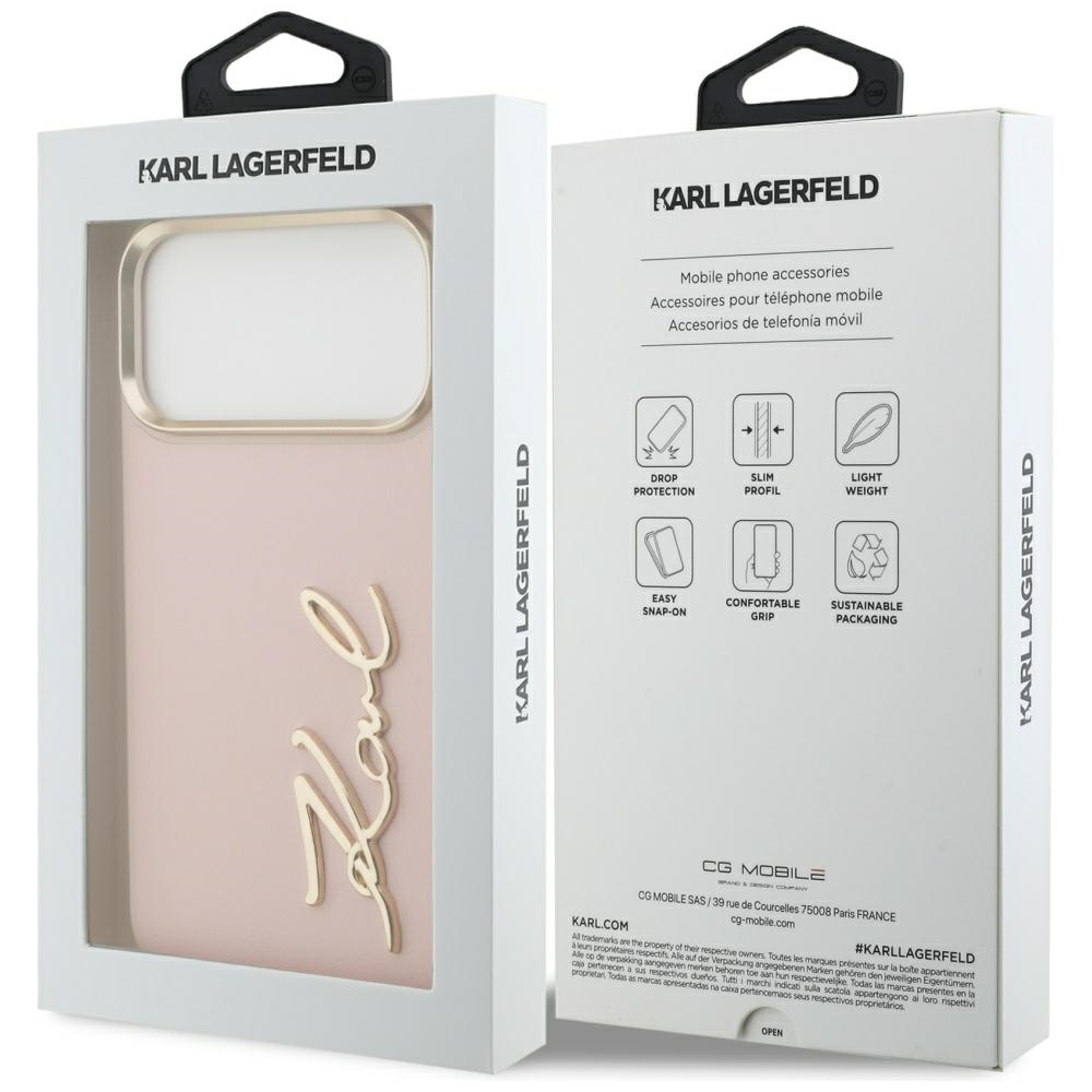 Karl Lagerfeld Karl Script Logo dėklas skirtas Apple iPhone 17 Pro Max rožinės spalvos