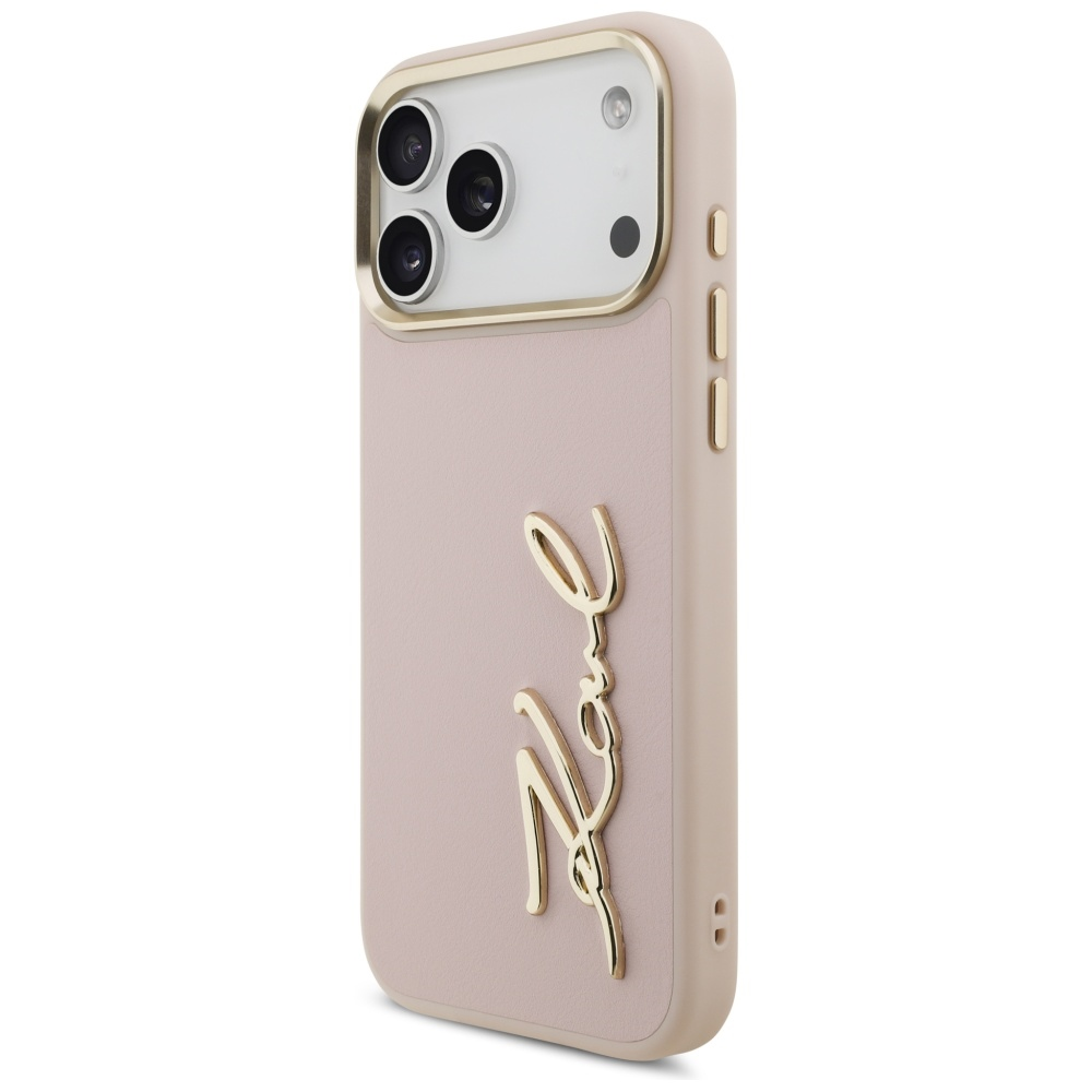 Karl Lagerfeld Karl Script Logo dėklas skirtas Apple iPhone 17 Pro Max rožinės spalvos