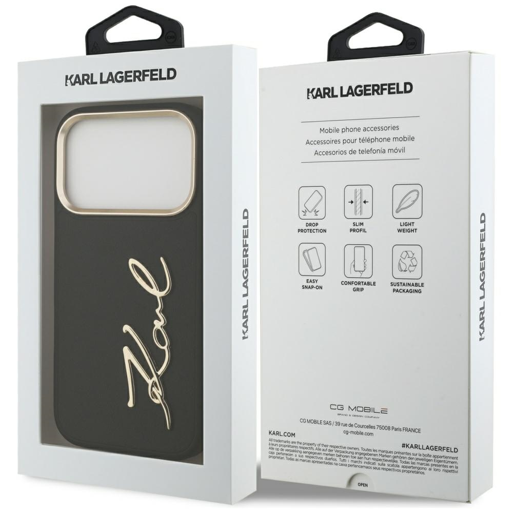 Karl Lagerfeld Karl Script Logo dėklas skirtas Apple iPhone 17 Pro juodos spalvos