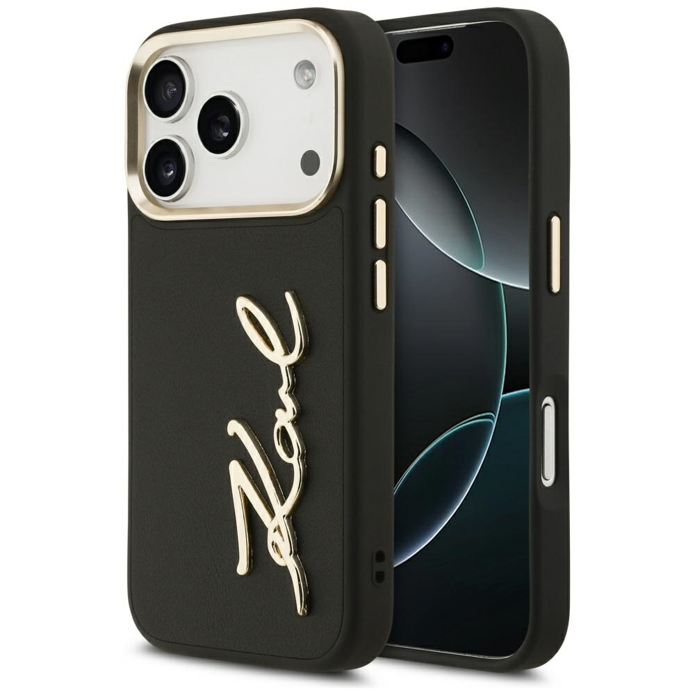 Karl Lagerfeld Karl Script Logo dėklas skirtas Apple iPhone 17 Pro juodos spalvos