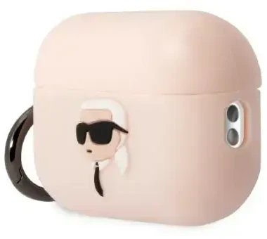 Karl Lagerfeld KLAP2RUNIKP AirPods Pro 2(2022/2023) dėklas rožinės spalvos Silicone Karl Head 3D