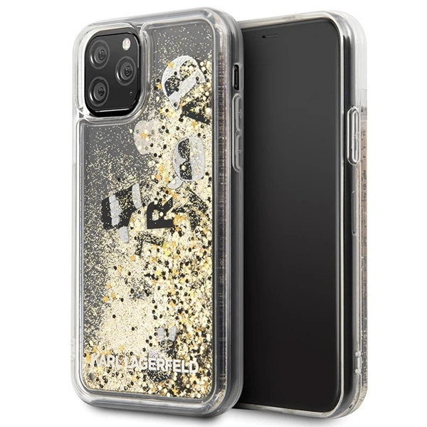 Telefono dėklas Karl Lagerfeld KLHCN58ROGO iPhone 11 Pro juodas & auksinis hard case Glitter