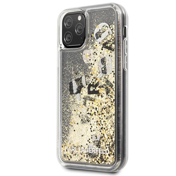 Telefono dėklas Karl Lagerfeld KLHCN58ROGO iPhone 11 Pro juodas & auksinis hard case Glitter