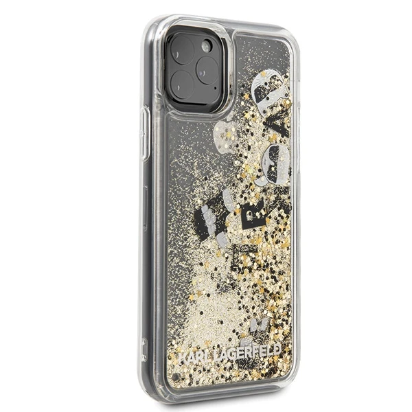 Telefono dėklas Karl Lagerfeld KLHCN58ROGO iPhone 11 Pro juodas & auksinis hard case Glitter