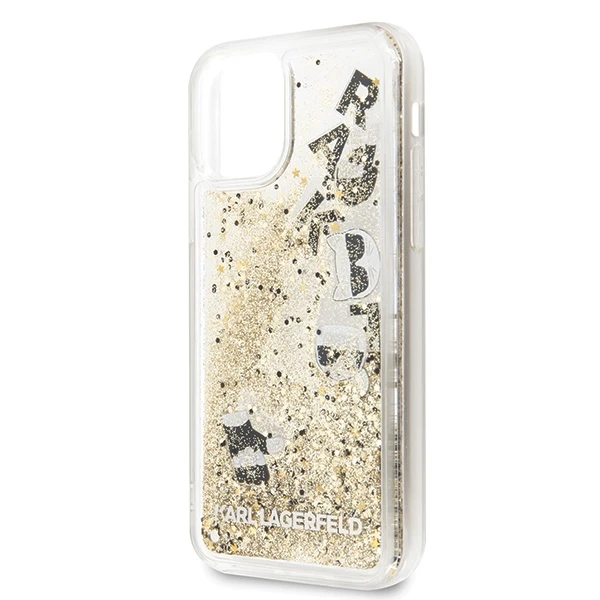 Telefono dėklas Karl Lagerfeld KLHCN58ROGO iPhone 11 Pro juodas & auksinis hard case Glitter