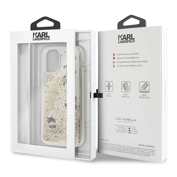 Telefono dėklas Karl Lagerfeld KLHCN58ROGO iPhone 11 Pro juodas & auksinis hard case Glitter