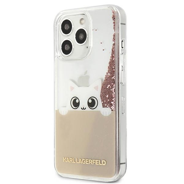 Dėklas Karl Lagerfeld KLHCP13LPABGNU IPHONE 13 PRO / 13 6.1 "Rožinis / Rožinis HARDCASE PEEK A BOO LIQUID GLITTER