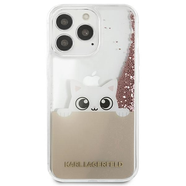 Dėklas Karl Lagerfeld KLHCP13LPABGNU IPHONE 13 PRO / 13 6.1 "Rožinis / Rožinis HARDCASE PEEK A BOO LIQUID GLITTER