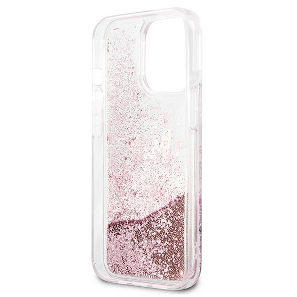 Dėklas Karl Lagerfeld KLHCP13LPABGNU IPHONE 13 PRO / 13 6.1 "Rožinis / Rožinis HARDCASE PEEK A BOO LIQUID GLITTER