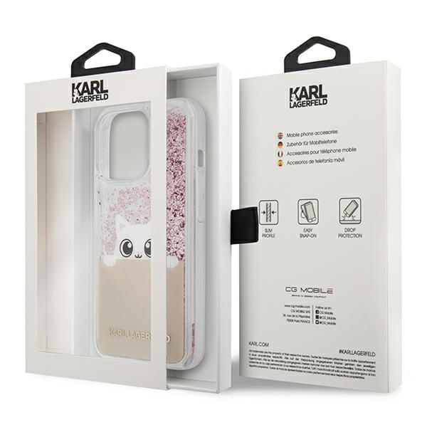 Dėklas Karl Lagerfeld KLHCP13LPABGNU IPHONE 13 PRO / 13 6.1 "Rožinis / Rožinis HARDCASE PEEK A BOO LIQUID GLITTER