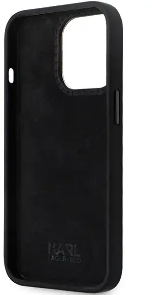 Karl Lagerfeld KLHCP13LSMHCNPK silikoninis telefono dėklas su metaliniu kaiščiu iPhone 13 Pro | iPhone 13, juodas