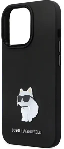 Karl Lagerfeld KLHCP13LSMHCNPK silikoninis telefono dėklas su metaliniu kaiščiu iPhone 13 Pro | iPhone 13, juodas