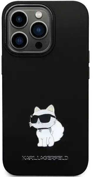 Karl Lagerfeld KLHCP13LSMHCNPK silikoninis telefono dėklas su metaliniu kaiščiu iPhone 13 Pro | iPhone 13, juodas