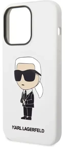 Karl Lagerfeld KLHCP14LSNIKBCH iPhone 14 Pro 6,1″ kietas dėklas baltos spalvos Silicone Ikonik