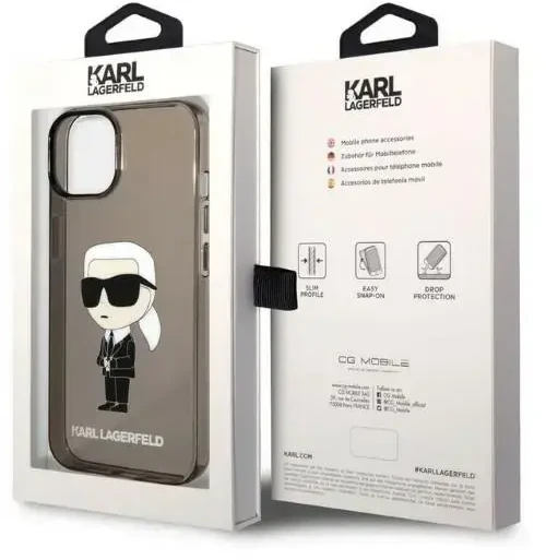 Dėklas Karl Lagerfeld KLHCP14MHNIKTCK IPHONE 14 PLUS / 15 PLUS 6.7 "Juodas / Juodas HARDCASE IKONIK Karl Lagerfeld