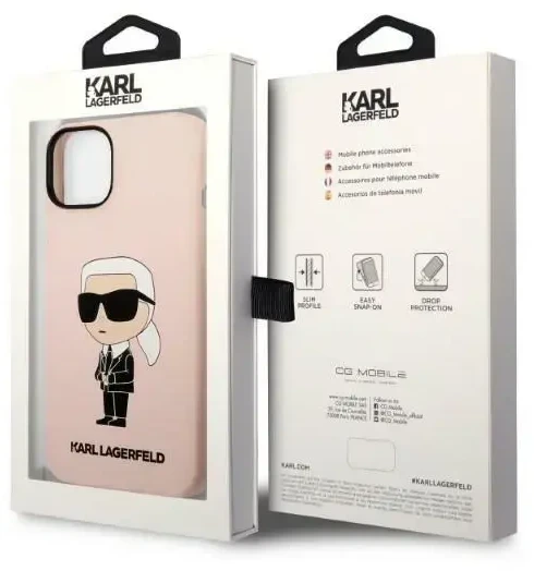 Dėklas Karl Lagerfeld KLHCP14MSNIKBCP IPHONE 14 PLUS / 15 PLUS 6.7 "HARDCASE Rožinis / Rožinis SILICONE IKONIK