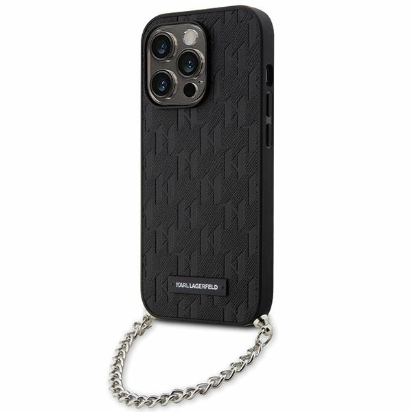 Karl Lagerfeld dėklas, skirtas iPhone 14 Pro Max 6,7 KLHCP14XSACKLHPK juodos spalvos kietas dėklas , skirtas Saffiano Mono Chain