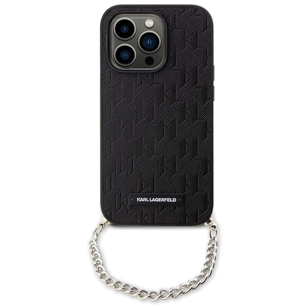 Karl Lagerfeld dėklas, skirtas iPhone 14 Pro Max 6,7 KLHCP14XSACKLHPK juodos spalvos kietas dėklas , skirtas Saffiano Mono Chain