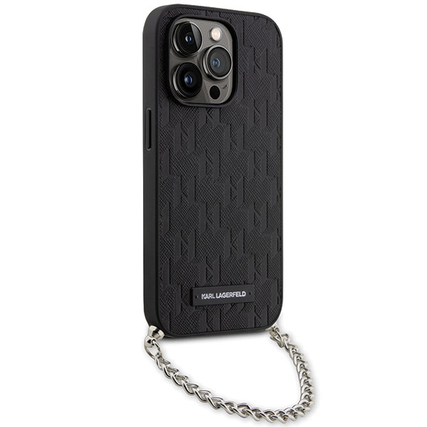 Karl Lagerfeld dėklas, skirtas iPhone 14 Pro Max 6,7 KLHCP14XSACKLHPK juodos spalvos kietas dėklas , skirtas Saffiano Mono Chain