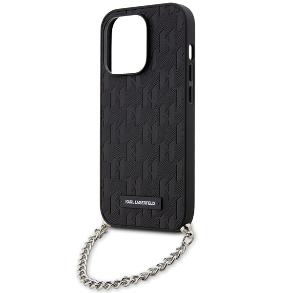 Karl Lagerfeld dėklas, skirtas iPhone 14 Pro Max 6,7 KLHCP14XSACKLHPK juodos spalvos kietas dėklas , skirtas Saffiano Mono Chain