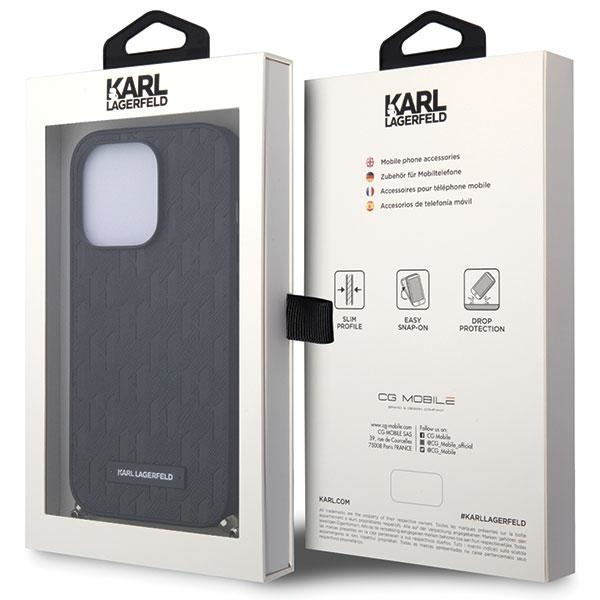 Karl Lagerfeld dėklas, skirtas iPhone 14 Pro Max 6,7 KLHCP14XSACKLHPK juodos spalvos kietas dėklas , skirtas Saffiano Mono Chain