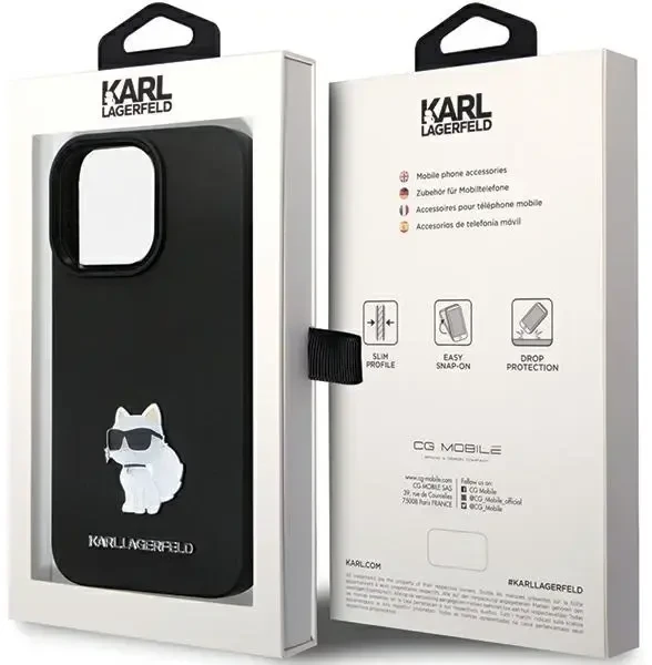 Dėklas Karl Lagerfeld KLHCP14XSMHCNPK IPHONE 14 PRO MAX 6.7 "Juodas/Juodas HARDCASE SILICONE C METAL PIN