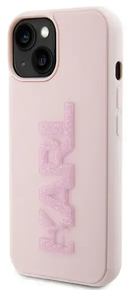 Karl Lagerfeld dėklas, skirtas iPhone 15 Plus 6,7 KLHCP15M3DMBKCP rožinės spalvos HC 3D Logo Glitter