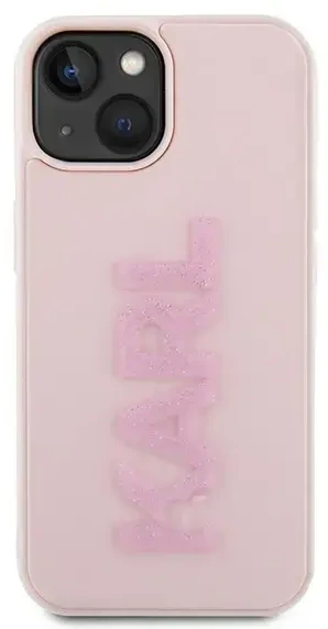 Karl Lagerfeld dėklas, skirtas iPhone 15 Plus 6,7 KLHCP15M3DMBKCP rožinės spalvos HC 3D Logo Glitter