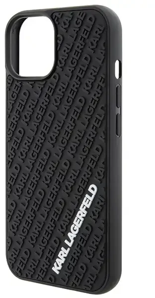 Dėklas Karl Lagerfeld KLHCP15S3DMKRLK 3D guminis telefono su daugybe logotipų sąvartėlis iPhone 15 juodas