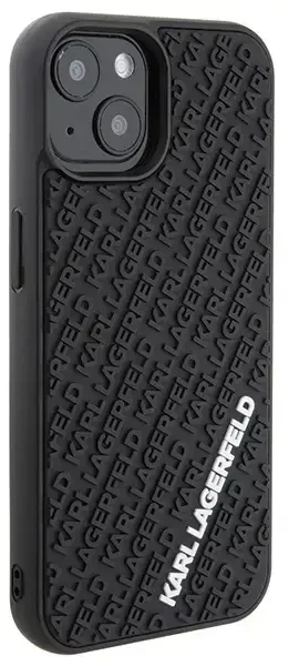 Dėklas Karl Lagerfeld KLHCP15S3DMKRLK 3D guminis telefono su daugybe logotipų sąvartėlis iPhone 15 juodas
