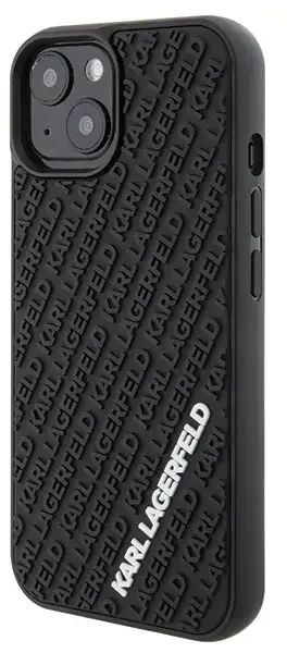 Dėklas Karl Lagerfeld KLHCP15S3DMKRLK 3D guminis telefono su daugybe logotipų sąvartėlis iPhone 15 juodas